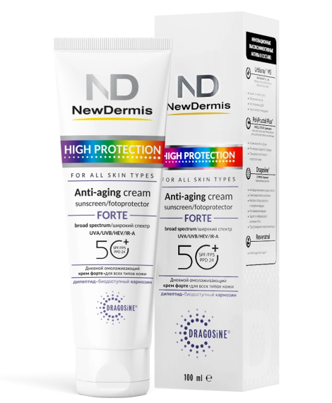 HIGH PROTECTION FORTE anti-aging CREAM  - Дневной омолаживающий крем ФОРТЕ  SPF 50+ PPD 24, 100мл.