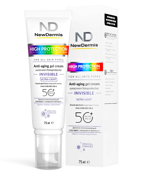 HIGH PROTECTION INVISIBLE — Дневной омолаживающий гель-крем c невидимым финишем SPF 50+ PPD 75мл